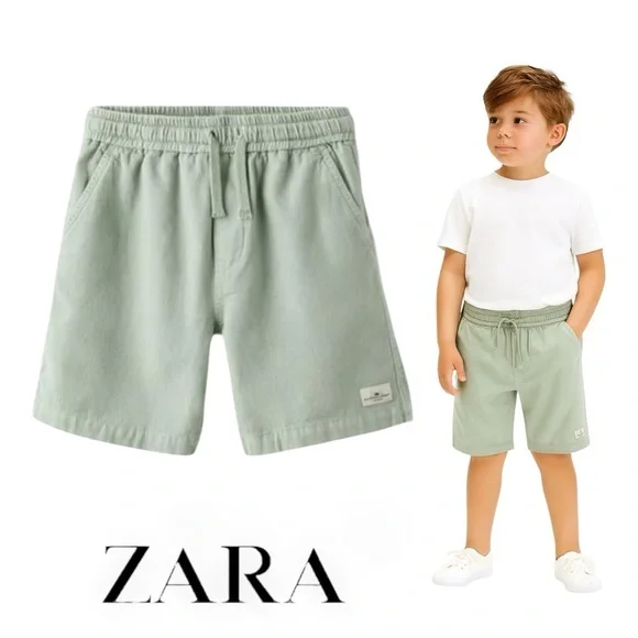 ZARA Kids | Sea Green | BERMUDA SHORTS WITH LABEL - Picture 1 of 6